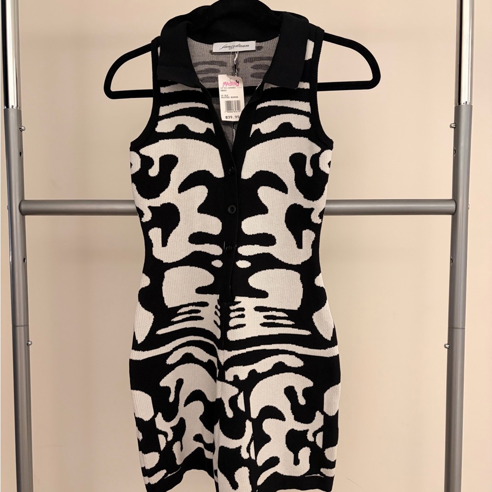 Pinko Black and White Patterned Jumpsuit